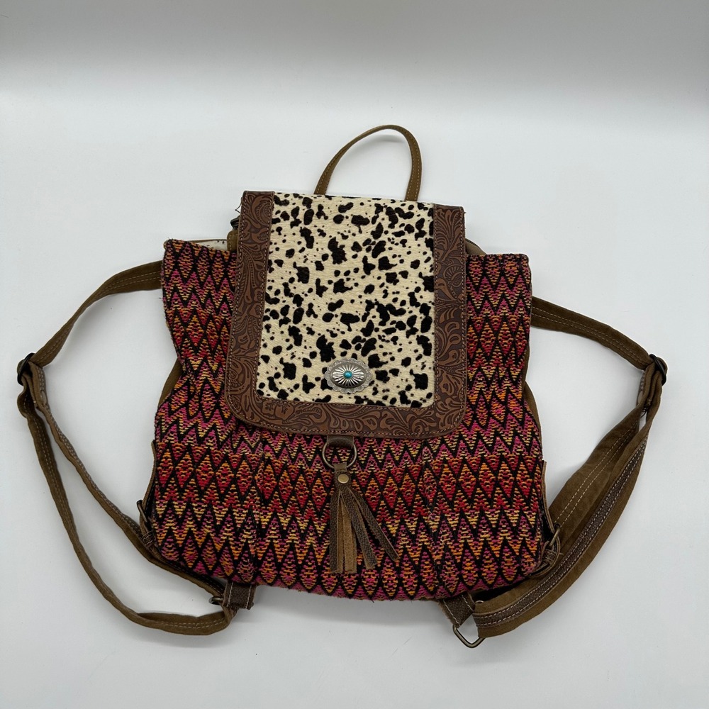 Myra Bags FLAMBOYANCE BACKPACK BAG western canvas leather cowhide colorful